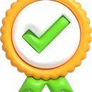 3d-high-quality-guarantee-symbol-medal-button-with-checkmark-best-quality-of-product-and-service-icon-standard-quality-control-certification-3d-render-illustration-free-png